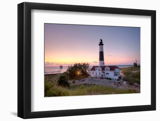 Big Sable Point Lighthouse At Sunset-Adam Romanowicz-Framed Photographic Print