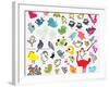 Big Set of Different Cute Birds.-panova-Framed Art Print