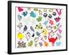 Big Set of Different Cute Birds.-panova-Framed Art Print