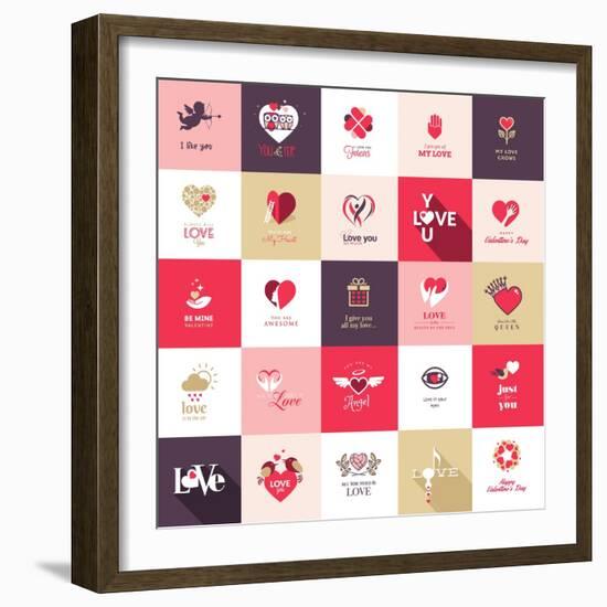 Big Set of Icons for Valentines Day-PureSolution-Framed Art Print