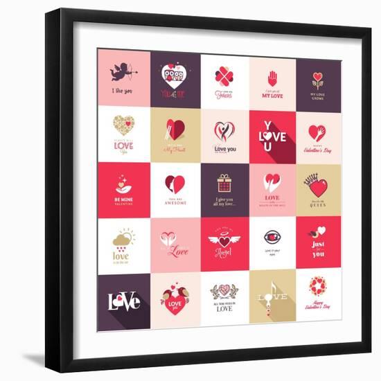 Big Set of Icons for Valentines Day-PureSolution-Framed Art Print