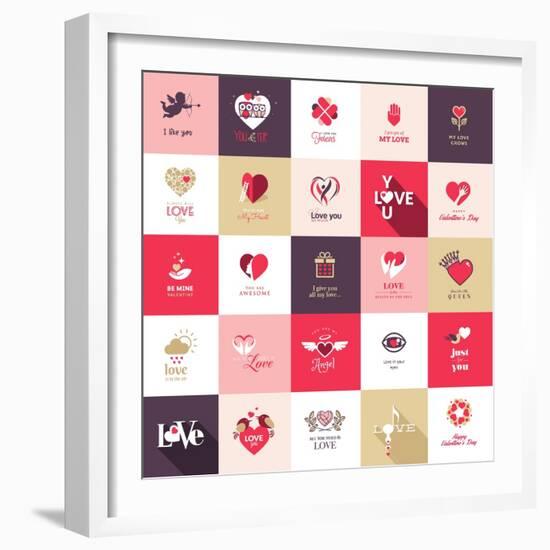 Big Set of Icons for Valentines Day-PureSolution-Framed Art Print