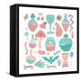 Big Set of Magical, Wizard Icons, Characters and Items for Cute Halloween Design. Vector Flat Hand-Svetlana Shamshurina-Framed Stretched Canvas
