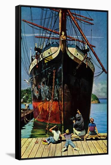 "Big Ship at Dock", November 5, 1955-John Falter-Framed Stretched Canvas