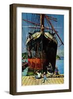 "Big Ship at Dock", November 5, 1955-John Falter-Framed Giclee Print