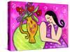 Big Shy Diva and Flower Vase-Wyanne-Stretched Canvas