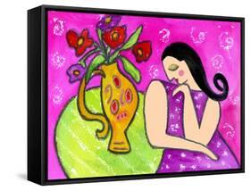 Big Shy Diva and Flower Vase-Wyanne-Framed Stretched Canvas