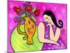 Big Shy Diva and Flower Vase-Wyanne-Mounted Giclee Print