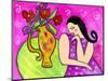 Big Shy Diva and Flower Vase-Wyanne-Mounted Giclee Print