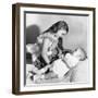 Big Sister Looks Down on Her Baby Brother, Ca. 1948-null-Framed Photographic Print