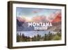 Big Sky Country Montana - Rubber Stamp-Lantern Press-Framed Art Print