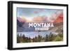 Big Sky Country Montana - Rubber Stamp-Lantern Press-Framed Art Print