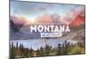 Big Sky Country Montana - Rubber Stamp-Lantern Press-Mounted Art Print