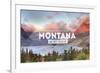 Big Sky Country Montana - Rubber Stamp-Lantern Press-Framed Premium Giclee Print