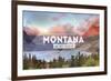 Big Sky Country Montana - Rubber Stamp-Lantern Press-Framed Premium Giclee Print