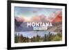 Big Sky Country Montana - Rubber Stamp-Lantern Press-Framed Premium Giclee Print