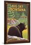 Big Sky, Montana - Bear in Forest-Lantern Press-Framed Art Print