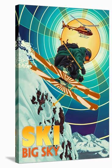 Big Sky, Montana - Heli-Skiing-Lantern Press-Stretched Canvas