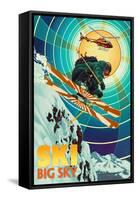 Big Sky, Montana - Heli-Skiing-Lantern Press-Framed Stretched Canvas