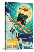 Big Sky, Montana - Heli-Skiing-Lantern Press-Stretched Canvas