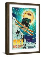 Big Sky, Montana - Heli-Skiing-Lantern Press-Framed Art Print