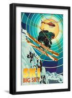 Big Sky, Montana - Heli-Skiing-Lantern Press-Framed Art Print