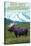 Big Sky, Montana - Moose and Mountain-Lantern Press-Stretched Canvas