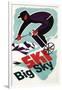 Big Sky, Montana - Retro Skier-Lantern Press-Framed Art Print