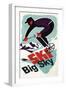 Big Sky, Montana - Retro Skier-Lantern Press-Framed Art Print