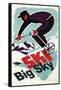 Big Sky, Montana - Retro Skier-Lantern Press-Framed Stretched Canvas