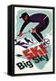 Big Sky, Montana - Retro Skier-Lantern Press-Framed Stretched Canvas