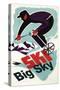 Big Sky, Montana - Retro Skier-Lantern Press-Stretched Canvas