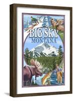 Big Sky, Montana - Scenes-Lantern Press-Framed Art Print