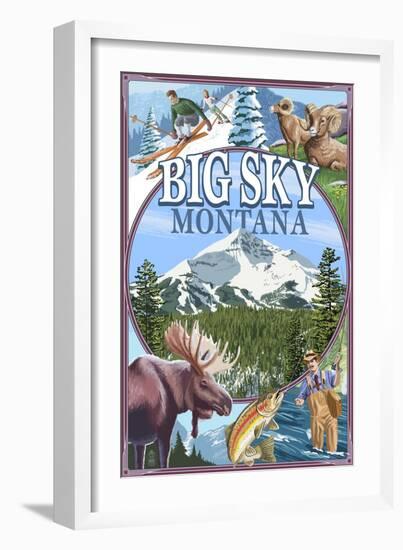 Big Sky, Montana - Scenes-Lantern Press-Framed Art Print