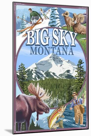 Big Sky, Montana - Scenes-Lantern Press-Mounted Art Print