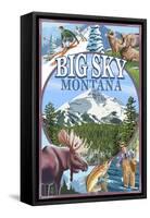 Big Sky, Montana - Scenes-Lantern Press-Framed Stretched Canvas