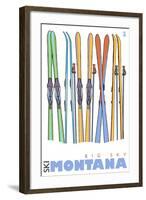 Big Sky, Montana, Skis in the Snow-Lantern Press-Framed Art Print