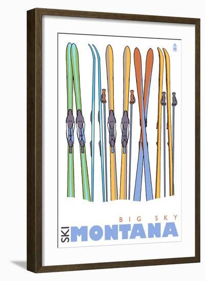 Big Sky, Montana, Skis in the Snow-Lantern Press-Framed Art Print