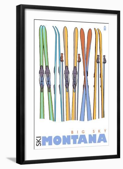 Big Sky, Montana, Skis in the Snow-Lantern Press-Framed Art Print