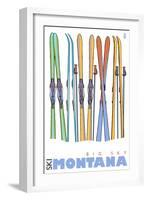 Big Sky, Montana, Skis in the Snow-Lantern Press-Framed Art Print
