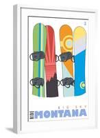 Big Sky, Montana, Snowboards in the Snow-Lantern Press-Framed Art Print