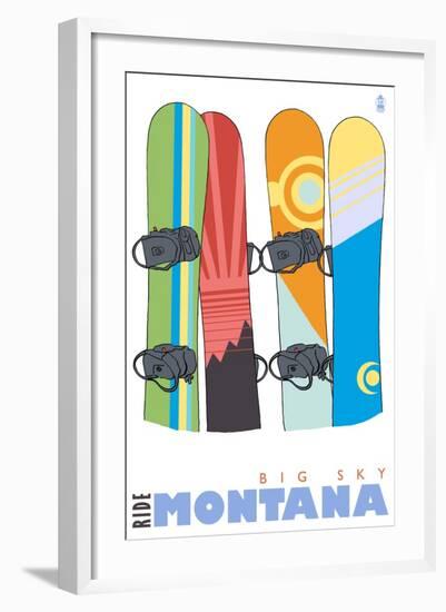 Big Sky, Montana, Snowboards in the Snow-Lantern Press-Framed Art Print