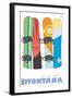 Big Sky, Montana, Snowboards in the Snow-Lantern Press-Framed Art Print