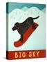 Big Sky Snowboard Black-Stephen Huneck-Stretched Canvas