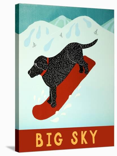Big Sky Snowboard Black-Stephen Huneck-Stretched Canvas