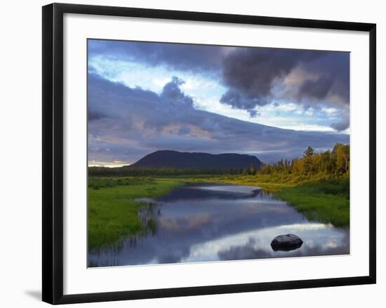 Big Spencer Mountain Looms on the Horizon at Sunset Near Greenville, Maine-null-Framed Photographic Print