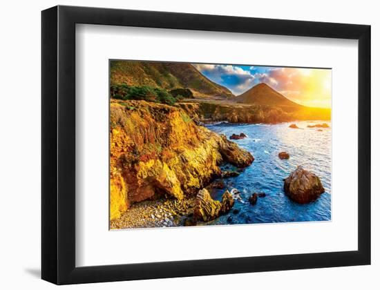 Big Sur CA - Pacific Sunset-null-Framed Art Print