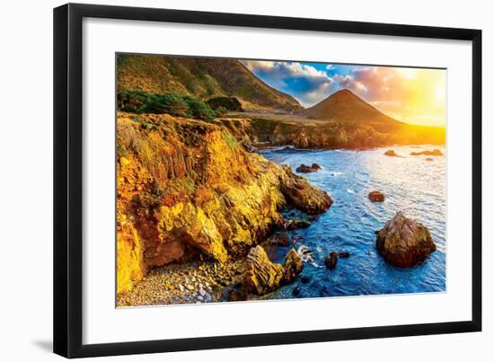 Big Sur CA - Pacific Sunset-null-Framed Art Print