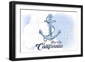 Big Sur, California - Anchor - Blue - Coastal Icon-Lantern Press-Framed Art Print