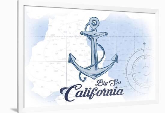 Big Sur, California - Anchor - Blue - Coastal Icon-Lantern Press-Framed Art Print